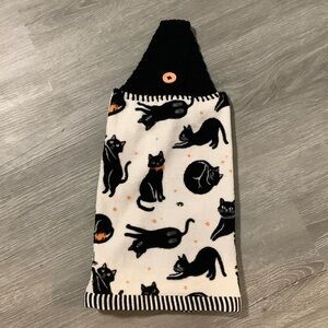 Black Cats Crochet Top Hanging Kitchen Towel